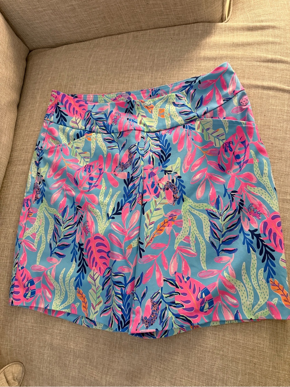 Lilly Pulitzer Tropical Leaf Print Skort - Blue, Pink & Green